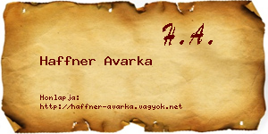 Haffner Avarka névjegykártya